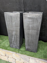 Photo of Campania Faro Tall Square Planter - Graphite - S/1 SD - Exclusively Campania